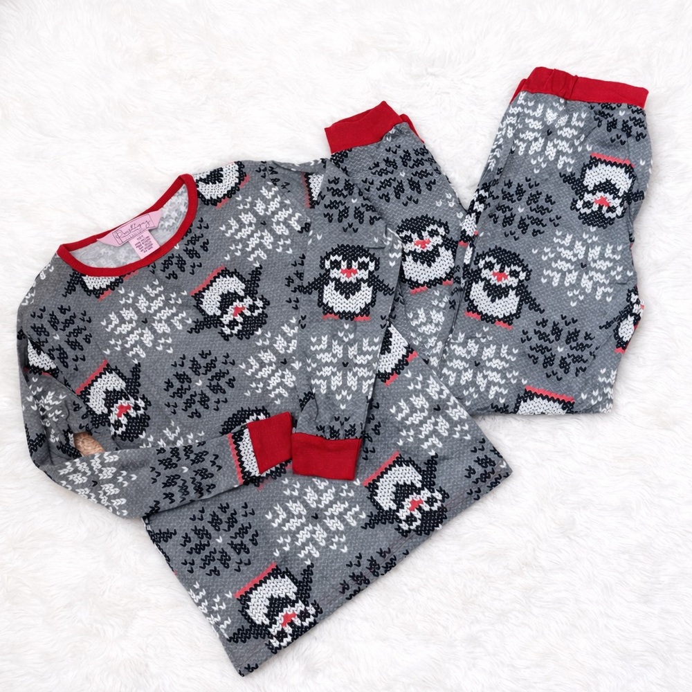 NWOT Sleepwear Pajama Set Girls Size 10/12 Penguin 💯 Cotton PJ Set